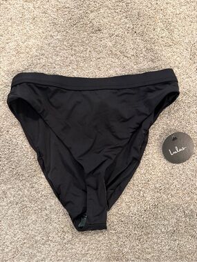 Lulu's Black High Waisted High Cut Leg Bikini Bottom